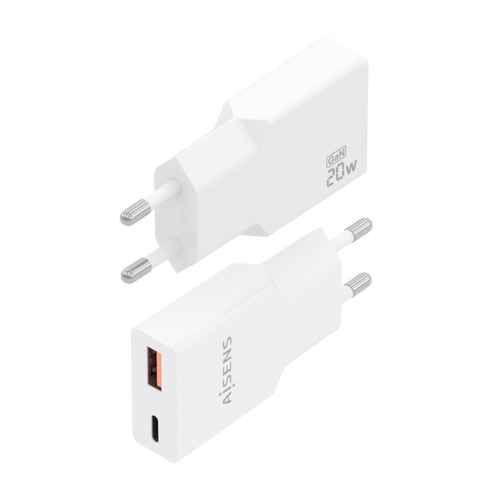 Cargador Pared AISENS GaN 20W USB-A/C Blanco(A110-0998)