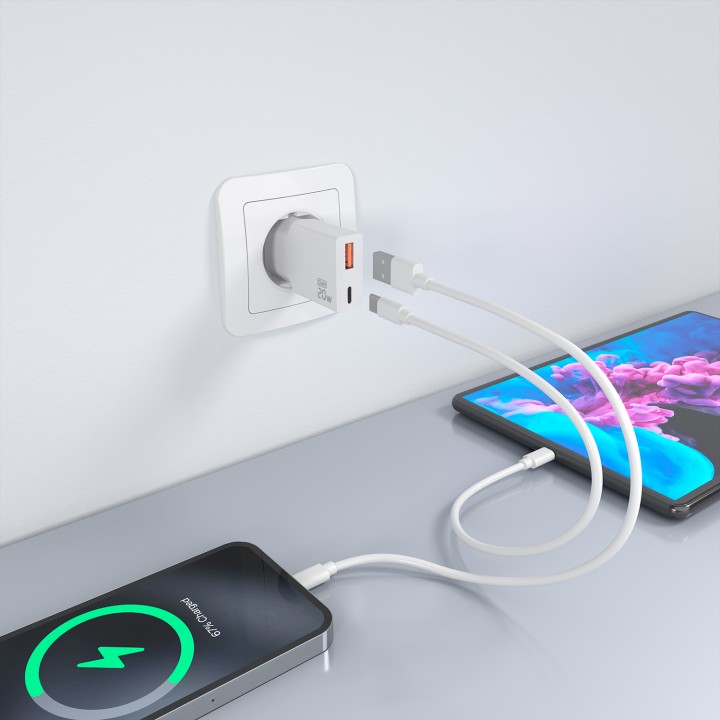 Cargador Pared AISENS GaN 20W USB-A/C Blanco(A110-0998)