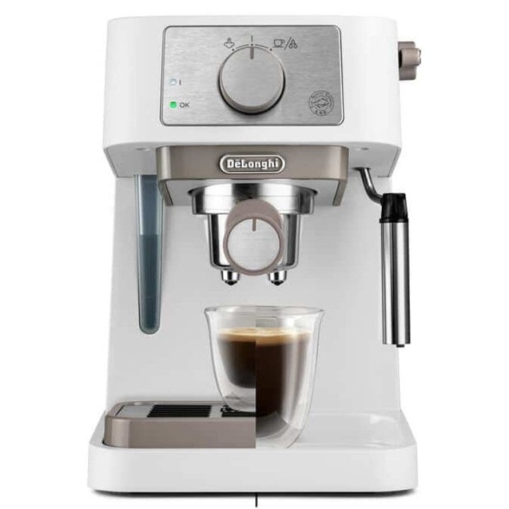 DeLonghi Stilosa EC260.W Cafetera Espresso Semi-Automática 15 Bares Blanco/Inox