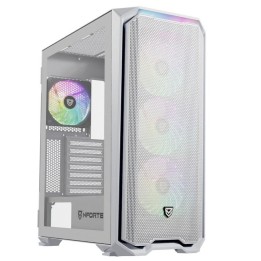 Nfortec Krater X ARGB Torre ATX Cristal Templado 4 Ventiladores Soporte E-ATX Blanca