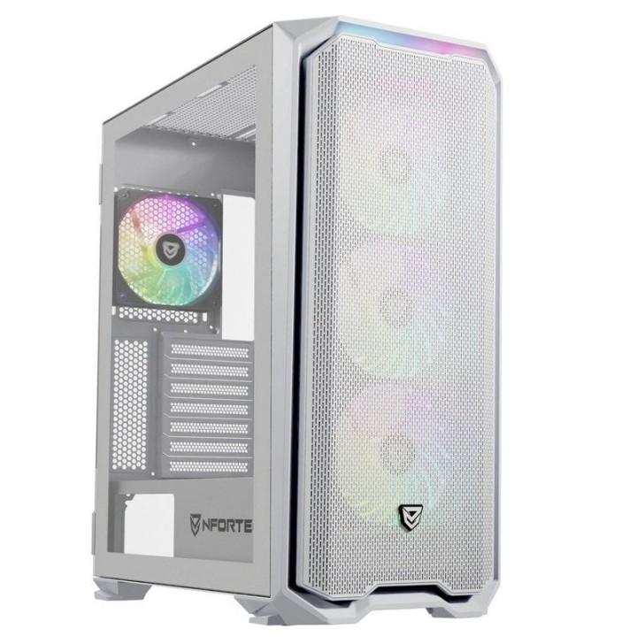 Nfortec Krater X ARGB Torre ATX Cristal Templado 4 Ventiladores Soporte E-ATX Blanca