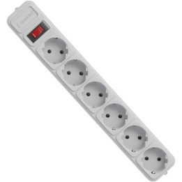 Gembird SPG6-B-10C Regleta Protectora de Sobretensión 6 Tomas Schuko con Interruptor 3m Blanca