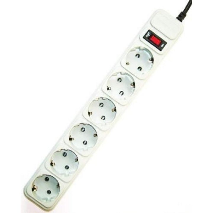 Gembird SPG6-B-10C Regleta Protectora de Sobretensión 6 Tomas Schuko con Interruptor 3m Blanca
