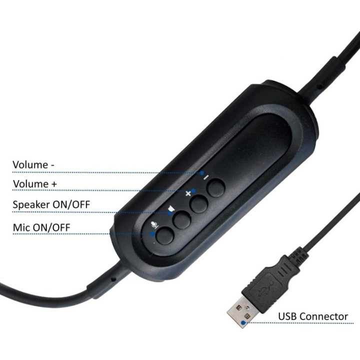Ewent EW3565 Auriculares con Micrófono USB Blanco/Negro