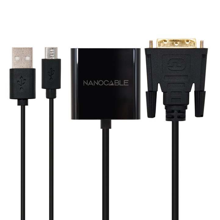 Nanocable DVI/M a VGA/H 10cm Negro (10.16.2008-BK)