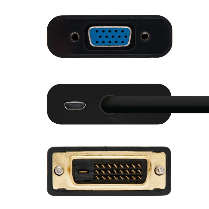 Nanocable DVI/M a VGA/H 10cm Negro (10.16.2008-BK)