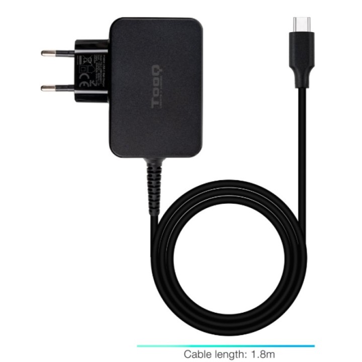 TooQ TQLC-USBCGAN65PD Cargador de portátil GAN USB-C PD 65W Negro