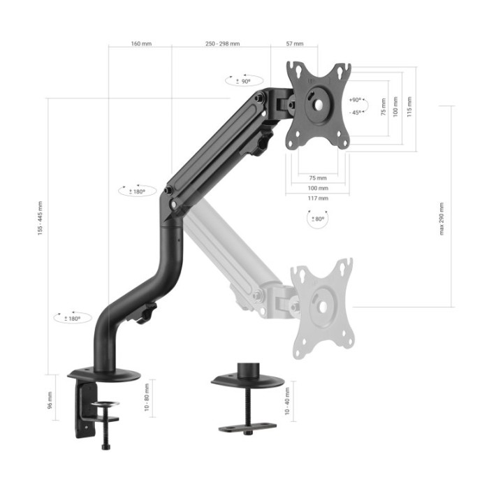 Aisens DT32TSR-139 Soporte de Mesa Eco Contrapeso para Monitor/TV 17"-32" VESA 100x100 Máx 8Kg