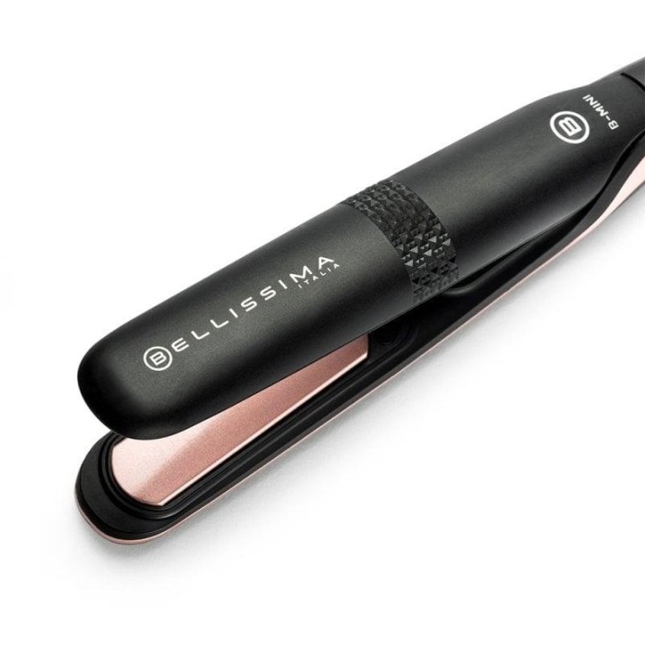 Bellissima B-Mini Plancha de Pelo para Bolso y Viaje con Placas de Revestimiento Cerámico Negra