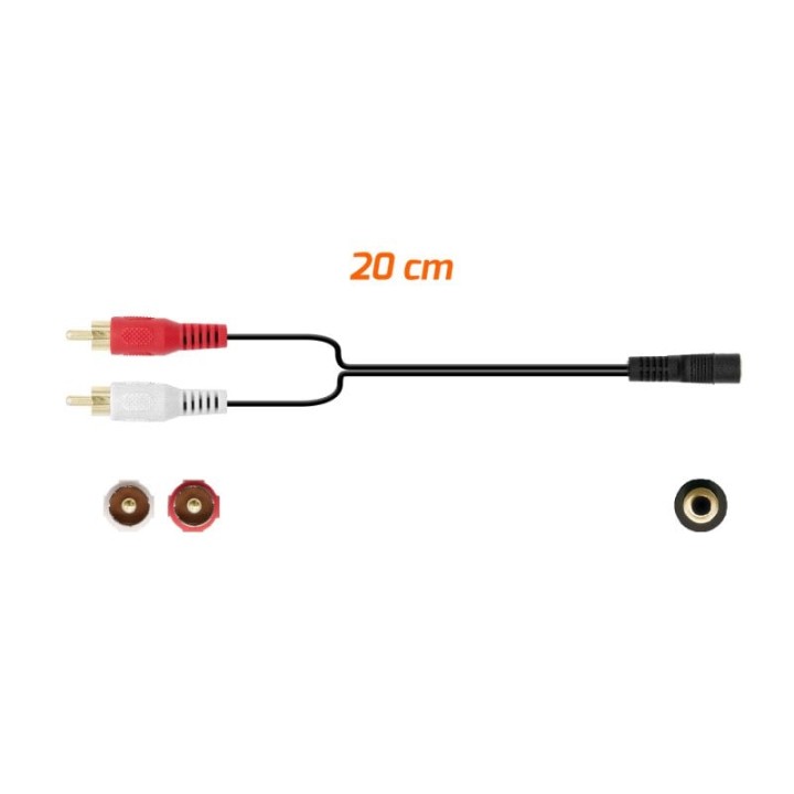 PcCom Essential Cable Adaptador Audio Jack 3.5 mm Hembra a 2x RCA 20cm