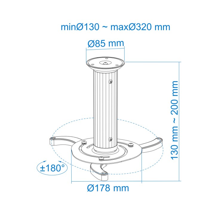 Soporte TOOQ Techo Proyector 10Kg Plata (PJ1010TN-S)