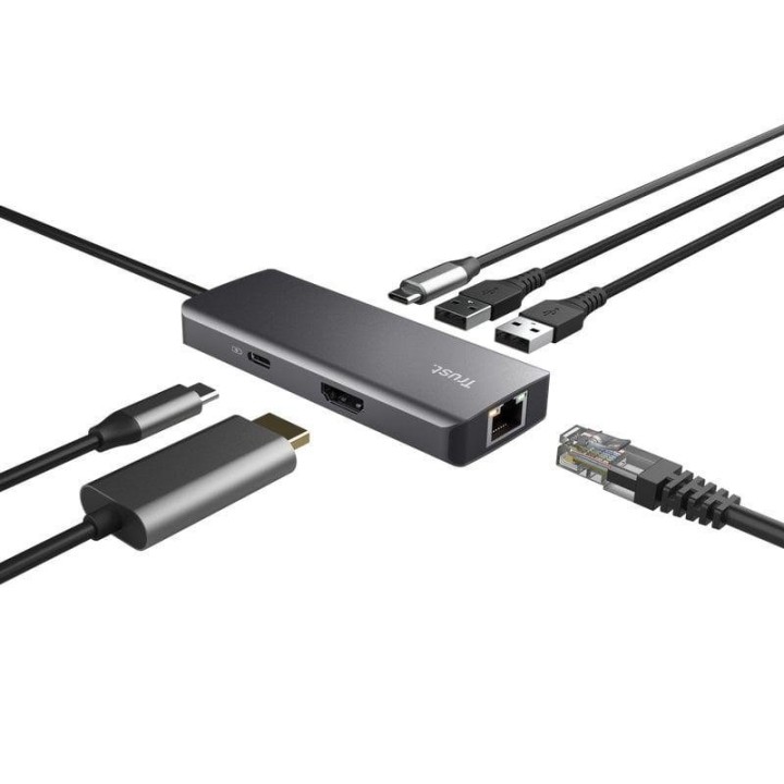 Adaptador Multipuerto USB-C Trust Dalyx 6 en 1 HDMI 4K Gigabit Ethernet