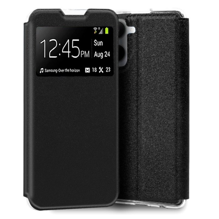 Cool Funda Flip Cover Liso Negra para Realme 10