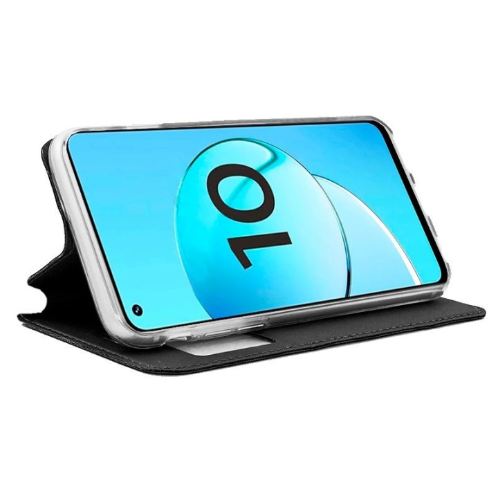 Cool Funda Flip Cover Liso Negra para Realme 10