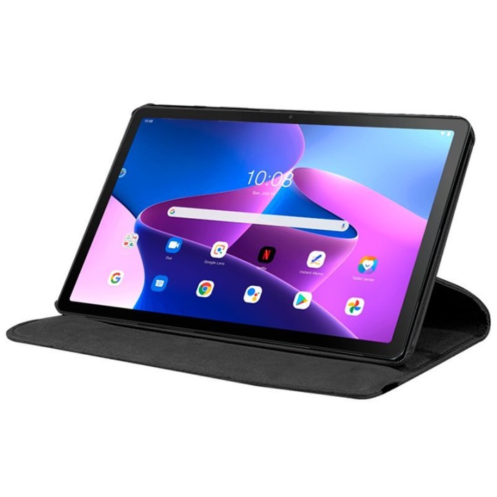 Cool Funda Polipiel Giratoria Liso Negra para Lenovo Tab M10 Gen 3