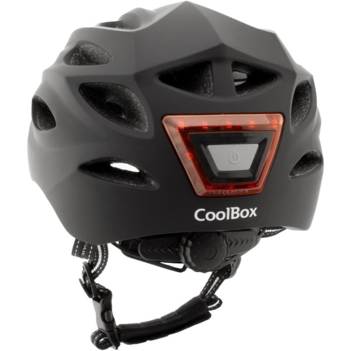 Coolbox M02 Casco con Luz LED Frontal/Trasera para Patinete o Bicicleta Talla L Negro
