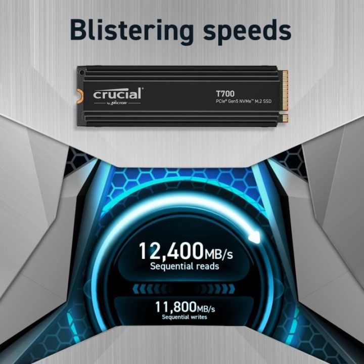 Crucial T700 2TB PCIe Gen5 NVMe M.2 SSD con Disipador Térmico