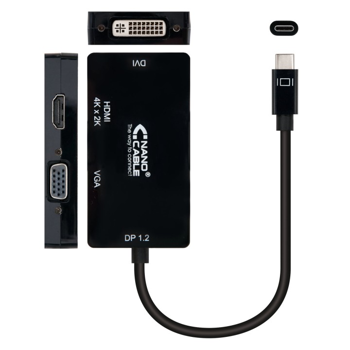 Nanocable USB-C/M a VGA/DVI/HDMI/H 0.1m (10.16.4301-BK)