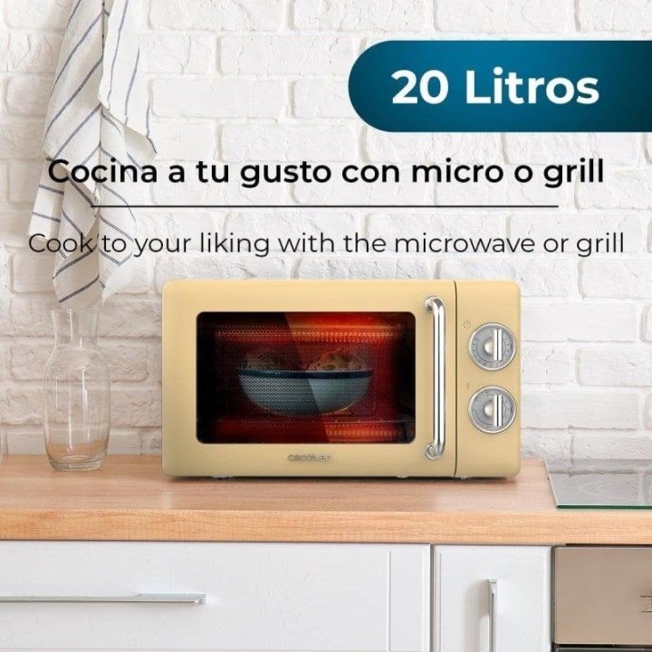 Cecotec ProClean 3110 Retro Microondas con Grill 20L 700W Amarillo