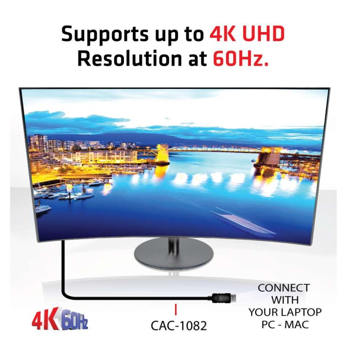 Cable Club 3D DP 1.4 a HDMI 2.0 2m M/M Negro (CAC-1082)
