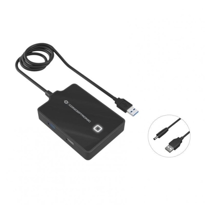 Conceptronic HUBBIES10B HUB USB 3.0 4 puertos Negro