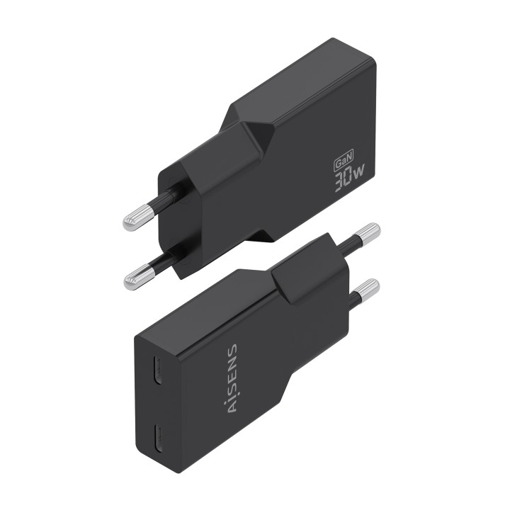 Cargador Pared AISENS GaN 30W 2xUSB-C Negro (A110-1006)