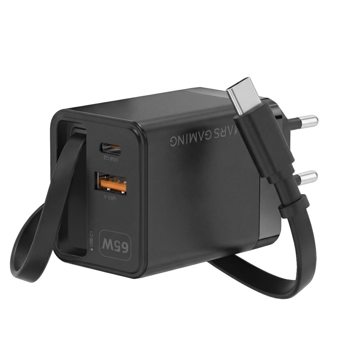 Cargador Mars Gaming Retráctil USB-A/C Negro (MDGAN65R)