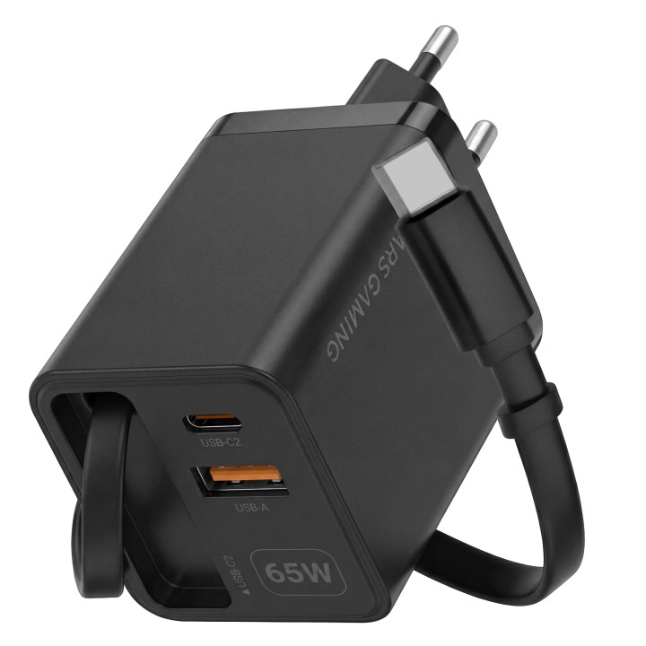 Cargador Mars Gaming Retráctil USB-A/C Negro (MDGAN65R)