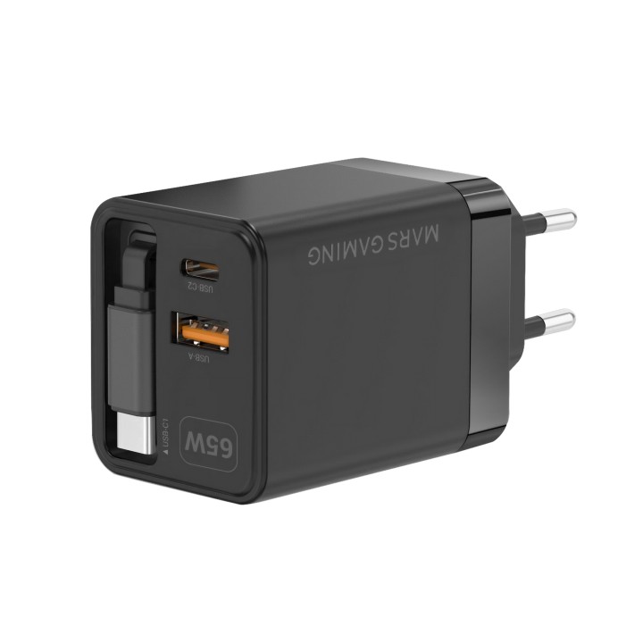 Cargador Mars Gaming Retráctil USB-A/C Negro (MDGAN65R)