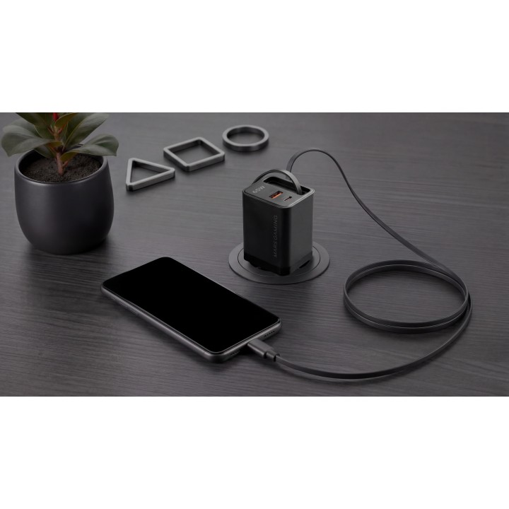 Cargador Mars Gaming Retráctil USB-A/C Negro (MDGAN65R)