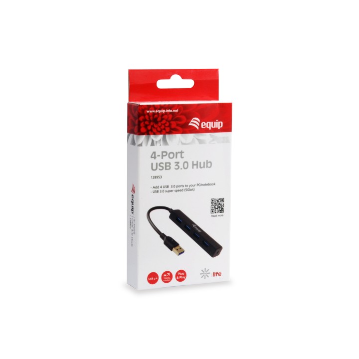 Hub EQUIP Life USB-A 3.0 a 4xUSB-A 3.0 Negro (EQ128953)