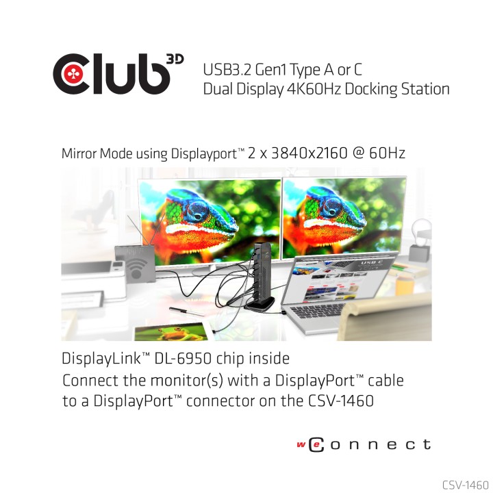 Docking Club 3D USB-A/C a USB-A+B+DP+RJ45 CSV-1460