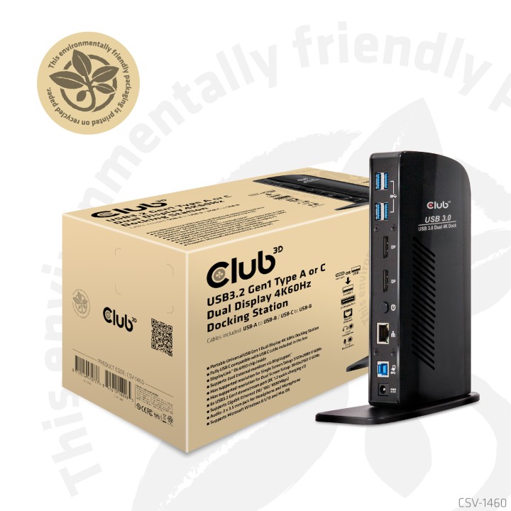 Docking Club 3D USB-A/C a USB-A+B+DP+RJ45 CSV-1460