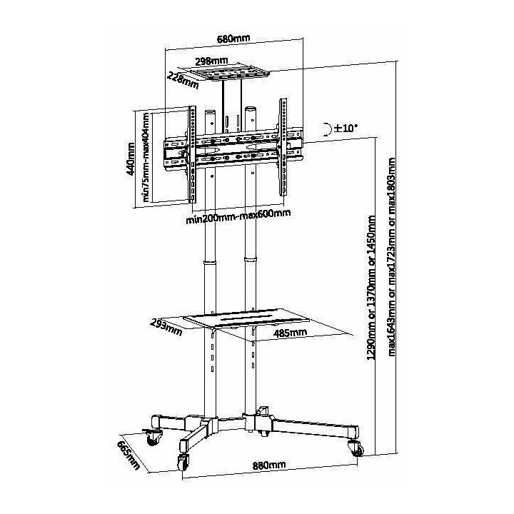 Soporte Suelo EQUIP 37"-70" Inclina Ruedas (EQ650603)