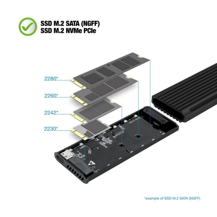 TooQ Shinobi Caja Externa para SSD M.2 NGFF/NVMe USB-C 3.1 Gen2 RGB Negra