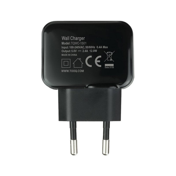 Tooq TQWC-1S01 Cargador USB 5V 2.4A Negro