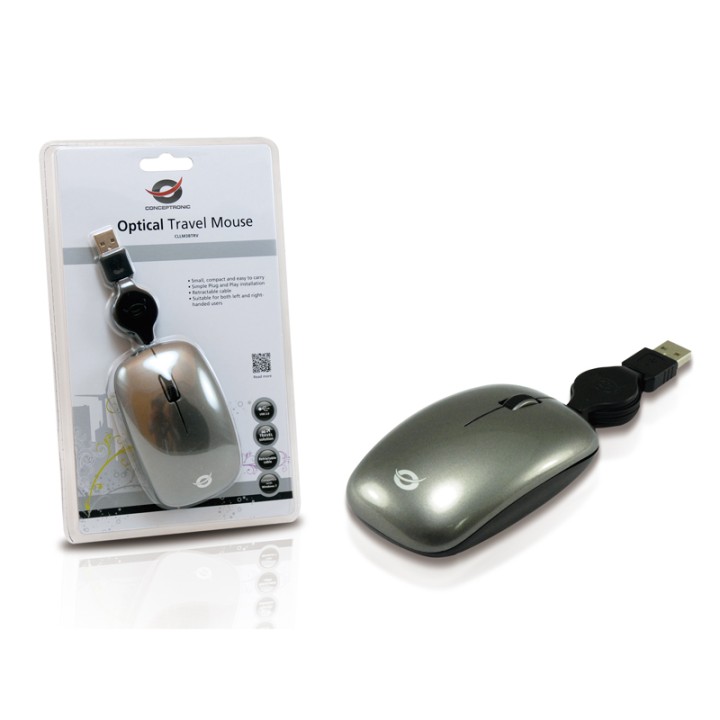 Ratón CONCEPTRONIC Óptico USB-A 800dpi Gris (CLLM3BTRV)