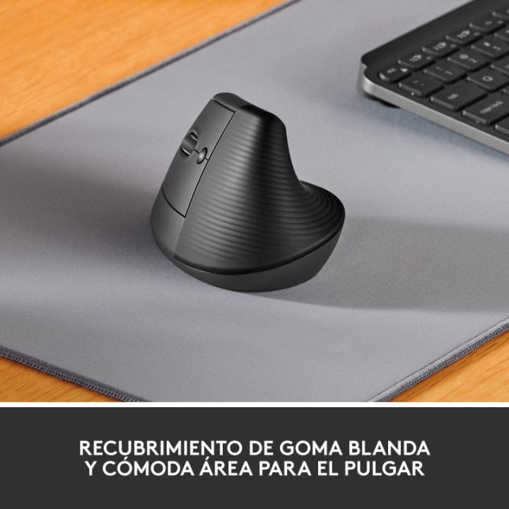 Logitech Lift Ratón Inalámbrico Vertical para Zurdos 4000 DPI Negro/Gris