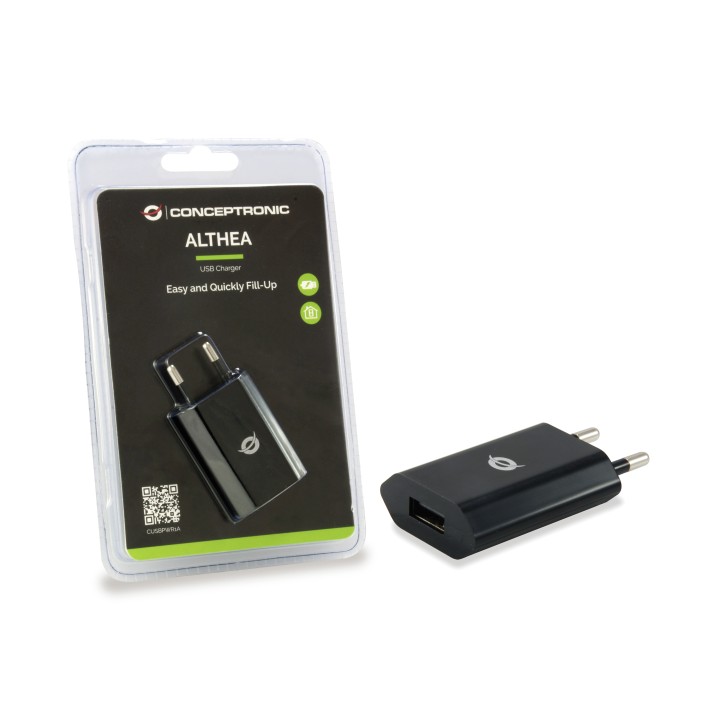 Cargador CONCEPTRONIC Pared 1xUSB 2.0 Negro (CUSBPWR1A)