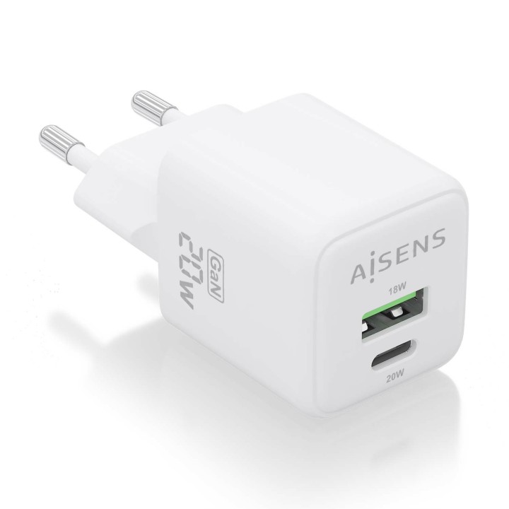 Cargador Pared AISENS GaN 20W USB-A/C (ASCH-20W2P010-W)