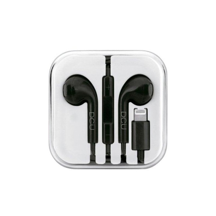 Auriculares DCU Tecnologic Advance con cable Lightning para llamadas y música negros