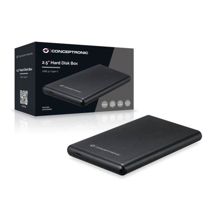 Caja CONCEPTRONIC HDD 2.5" SATA USB-C 3.0 Negra(HDE02B)