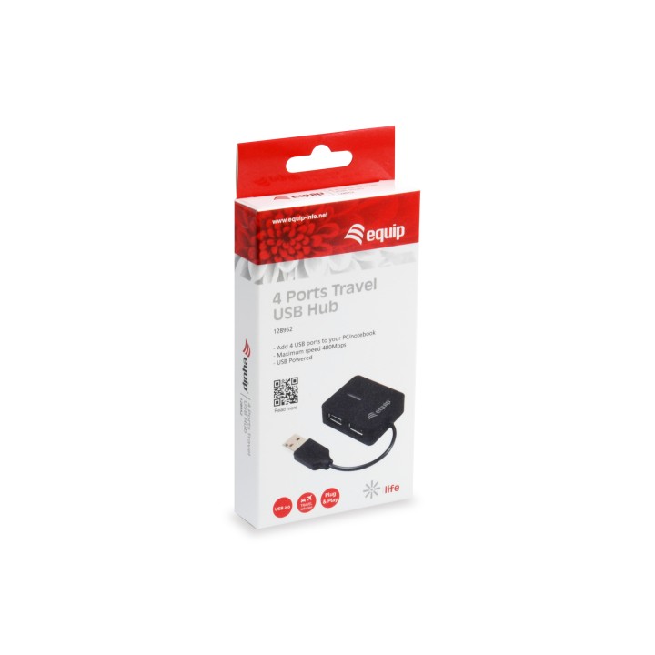 Mini Hub EQUIP Life Travel 4xUSB 2.0 Negro (EQ128952)
