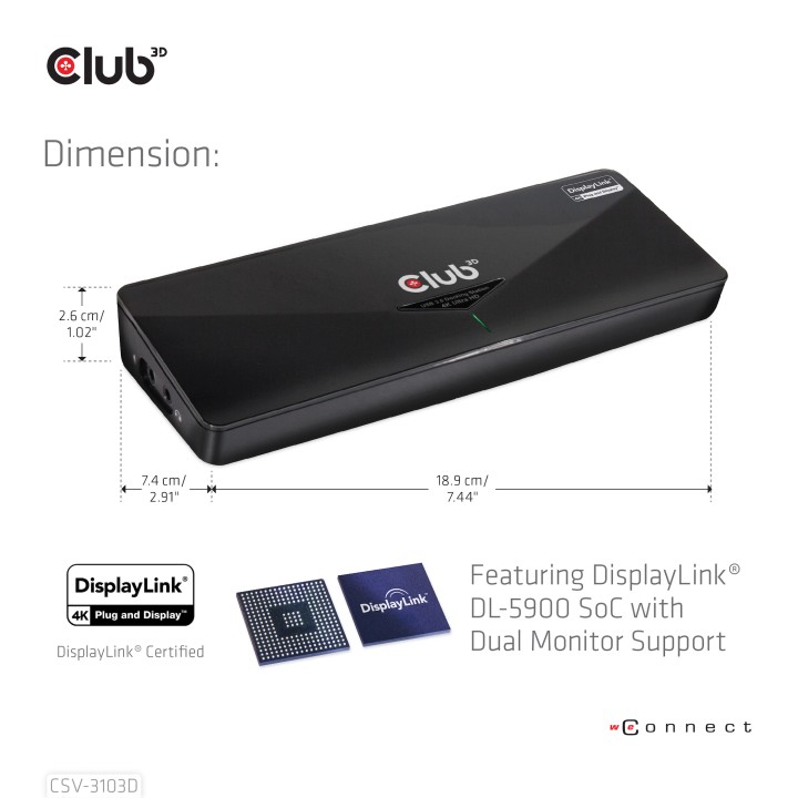 Docking Club 3D USB-A/DVI/DP/HDMI Negro (CSV-3103D)