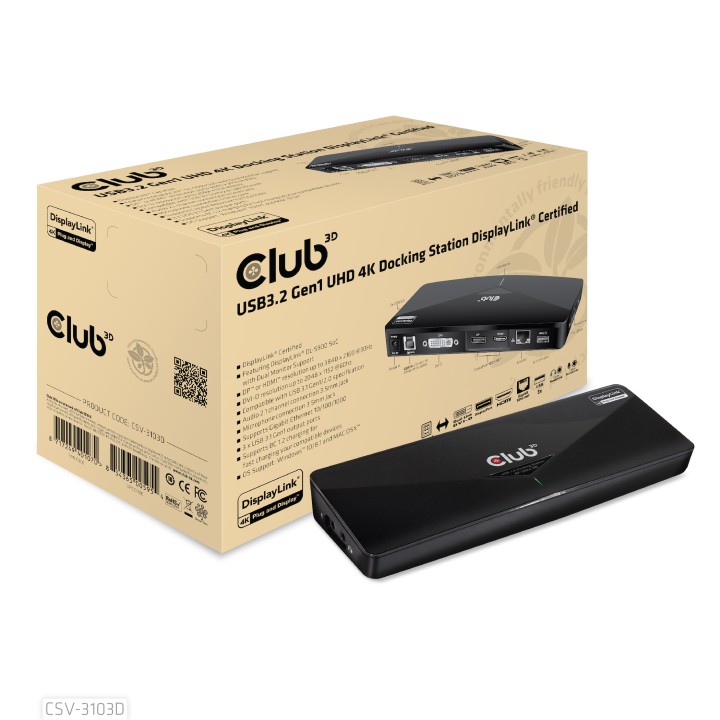 Docking Club 3D USB-A/DVI/DP/HDMI Negro (CSV-3103D)