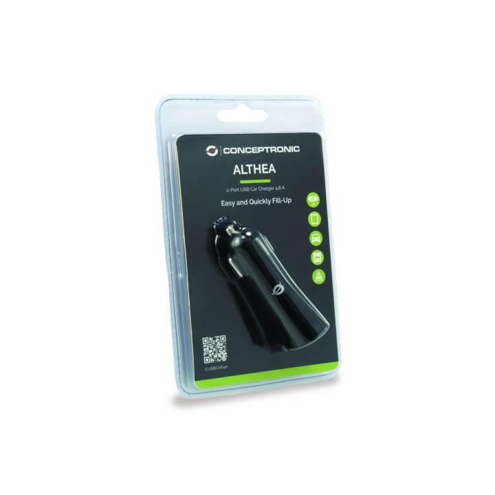 Cargador CONCEPTRONIC Coche 2xUSB 2.0 Negro (CUSBCAR4A)