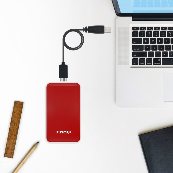 Caja TooQ HDD 2.5" SATA USB 3.0 Roja (TQE-2528R)
