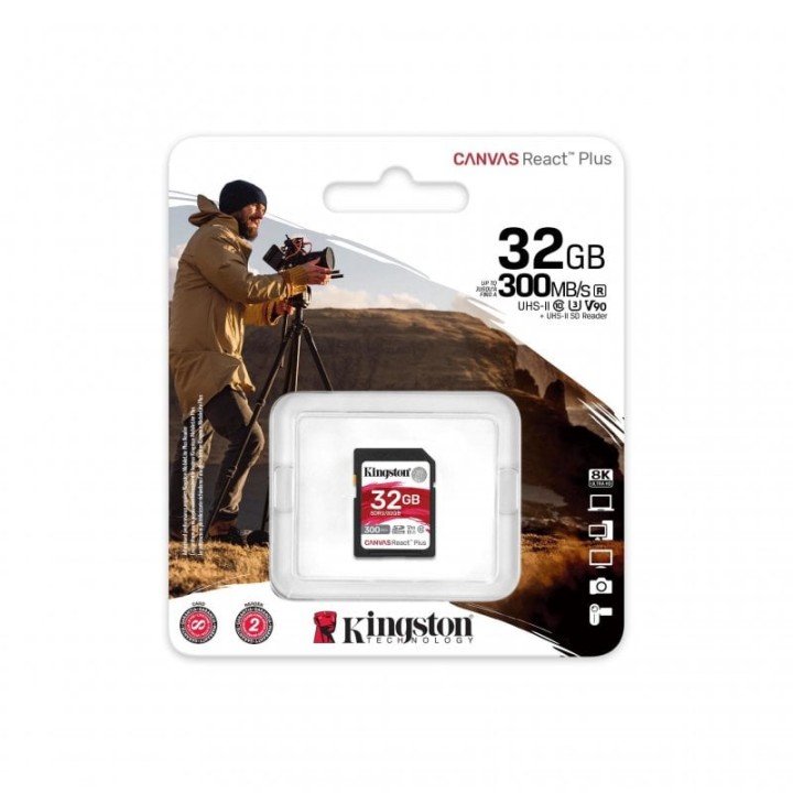 Kingston Canvas React Plus 32GB SD UHS-II Clase 10