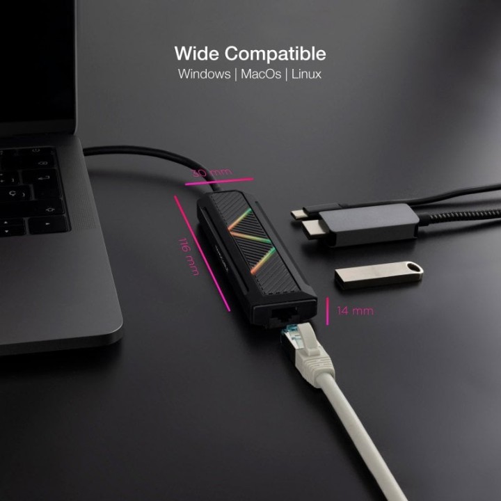 Nanocable Hub 5 en 1 USB-C a USB-A/USB-C/HDMI/RJ45/PD 100W