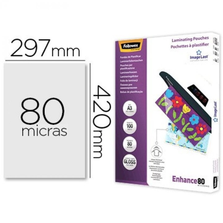 Bolsa De Plastificar Fellowes Brillo Din A3 80 Micras Pack 100 Unidades